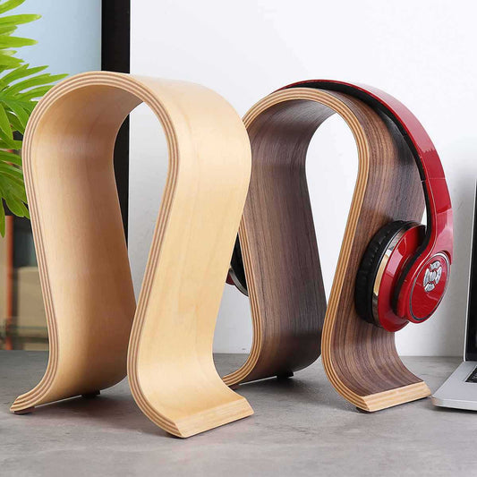 Wooden Headphone Stand — Solid Wood Headset Holder & Display Stand for Home Office, Gaming Setup, Desk & Studio