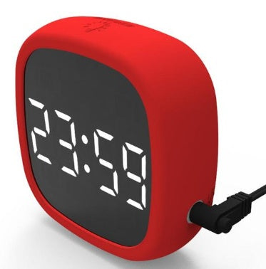 LED Mirror Desk Clock with Alarm & Snooze — USB Powered Digital Clock for Home Office, Bedroom & Work From Home Desk