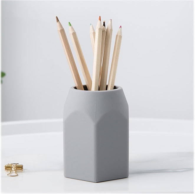 Hexagonal Silicone Pen Holder — Minimalist Desktop Pencil Cup for Home Office Desk