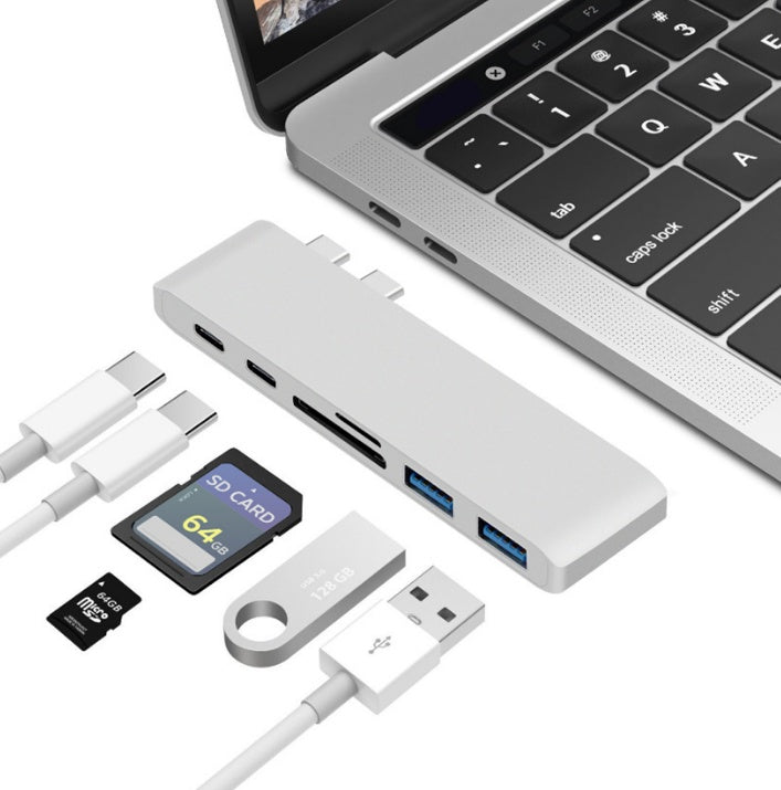 6-in-1 USB-C Hub for MacBook Pro & Air — SD Card Reader, USB 3.0 & 100W Charging Adapter