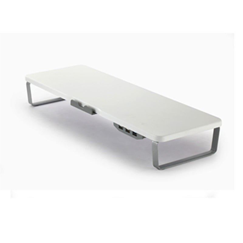 Monitor Stand Riser with USB Ports — Wood & Metal Desk Riser with Phone Holder for Home Office