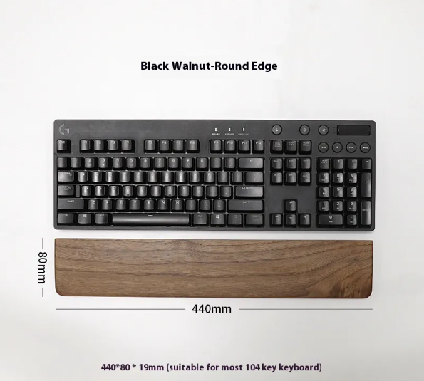 Wooden Keyboard Wrist Rest — Black Walnut Palm Rest for Mechanical & Gaming Keyboards