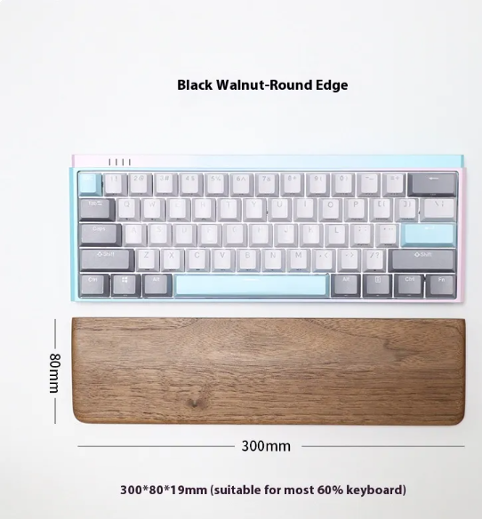Wooden Keyboard Wrist Rest — Black Walnut Palm Rest for Mechanical & Gaming Keyboards