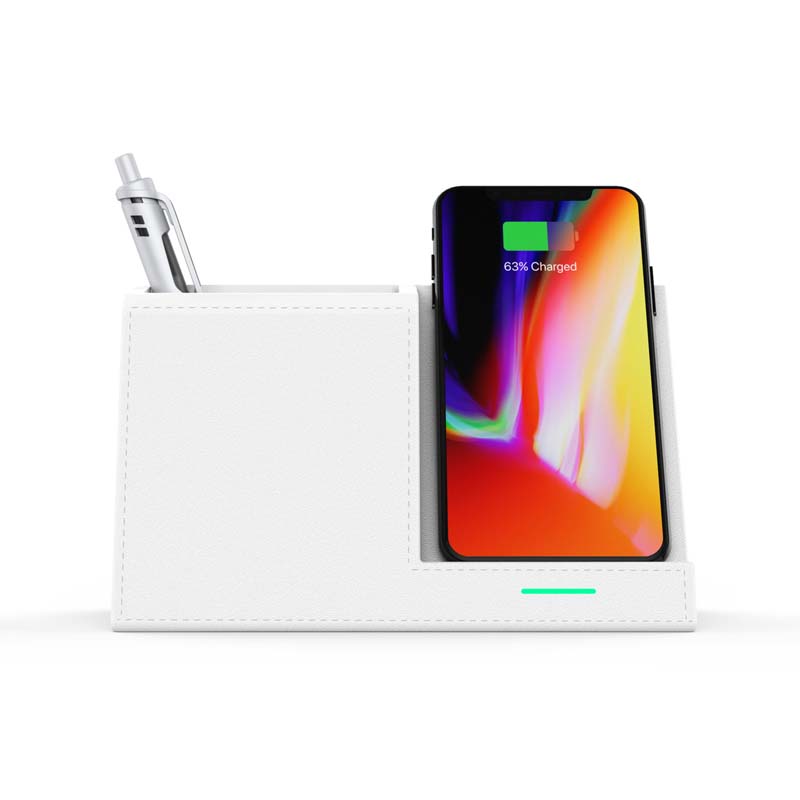 Wireless Charging Pen Holder — Desk Organizer with Fast Wireless Charger for iPhone & Samsung