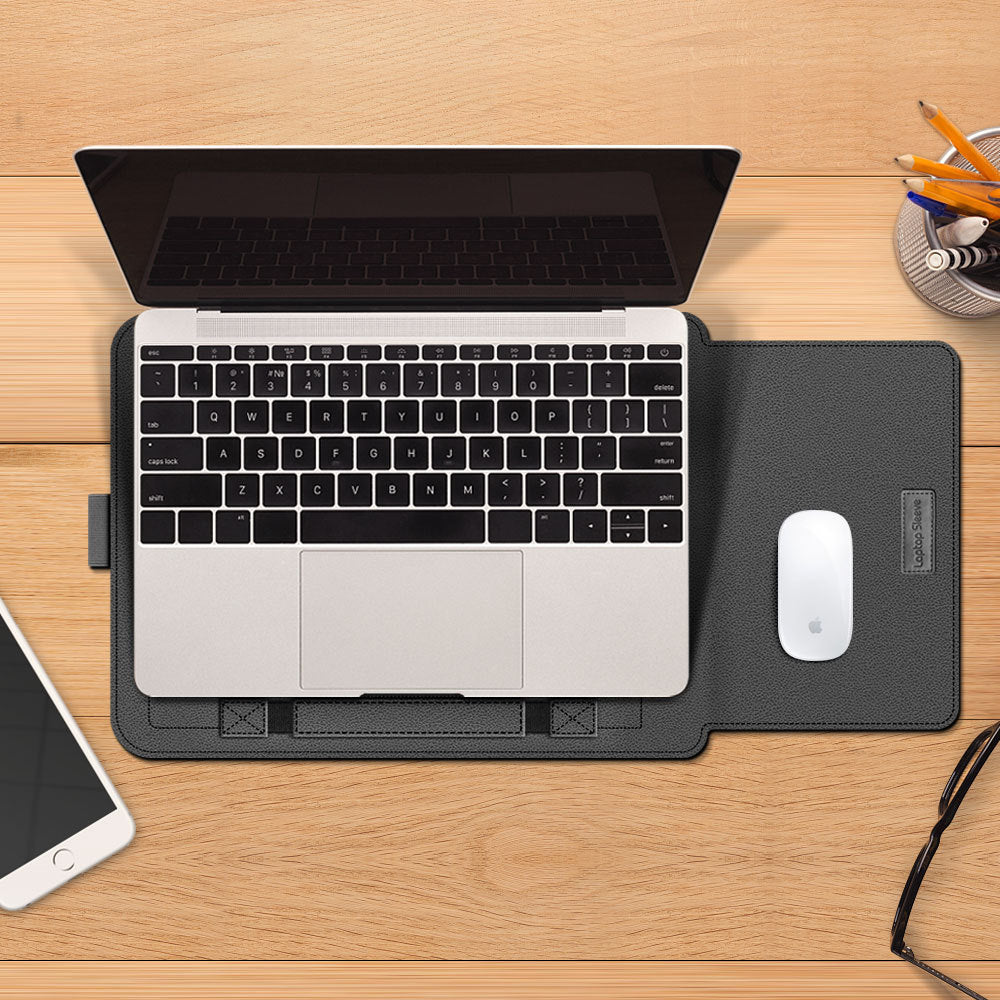 Leather Laptop Sleeve with Desk Mat — Multi-Function Laptop Case for MacBook & Laptop Home Office