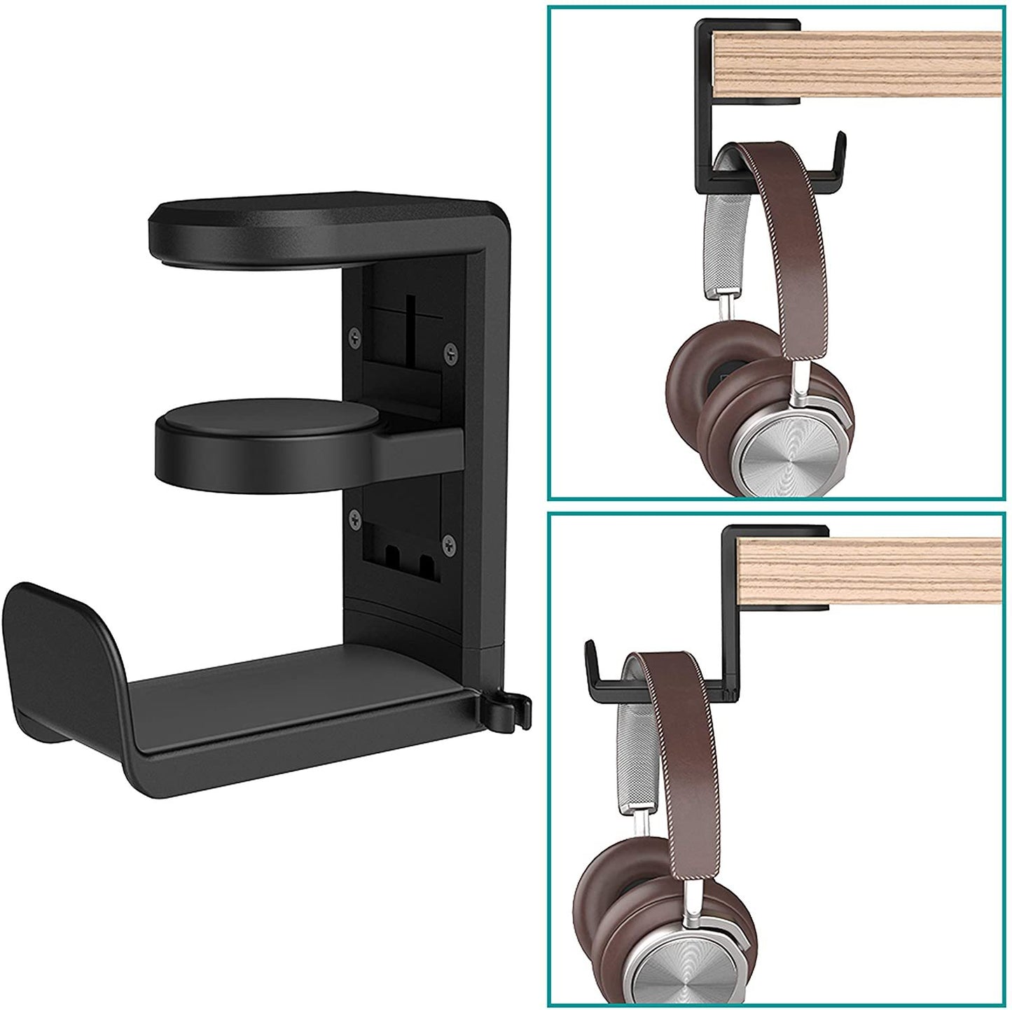 Under-Desk Headphone Hook — Clamp-On Headset Hanger for Home Office & Gaming Setup