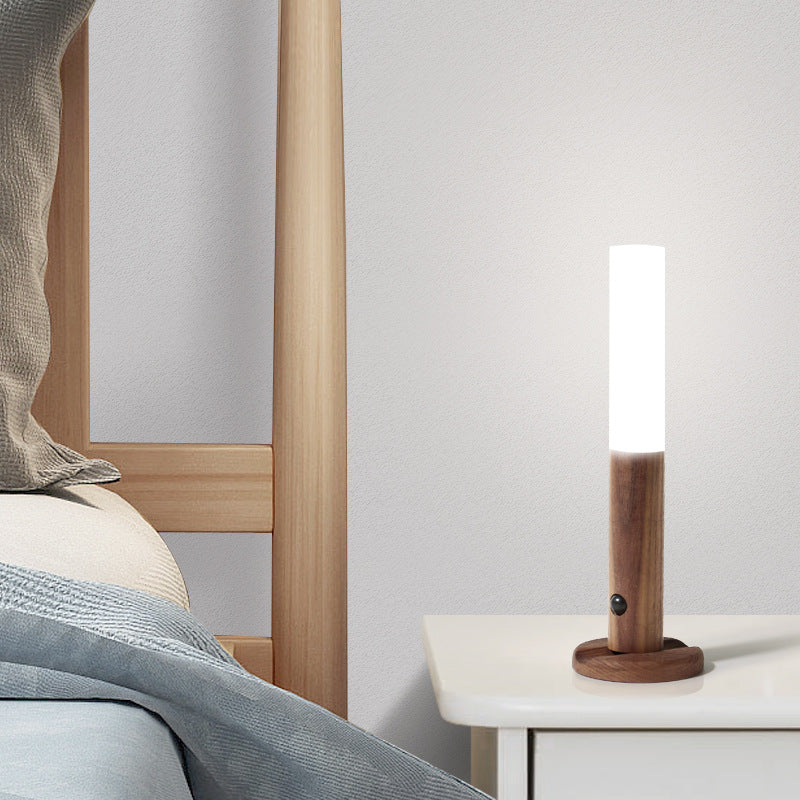 Wooden Magnetic LED Desk & Wall Lamp — Motion Sensor Rechargeable Light for Home Office & Bedside