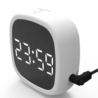 LED Mirror Desk Clock with Alarm & Snooze — USB Powered Digital Clock for Home Office, Bedroom & Work From Home Desk