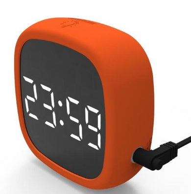 LED Mirror Desk Clock with Alarm & Snooze — USB Powered Digital Clock for Home Office, Bedroom & Work From Home Desk