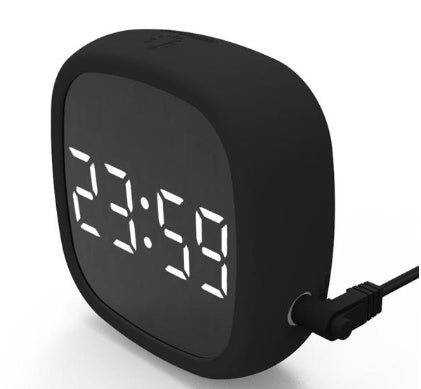 LED Mirror Desk Clock with Alarm & Snooze — USB Powered Digital Clock for Home Office, Bedroom & Work From Home Desk