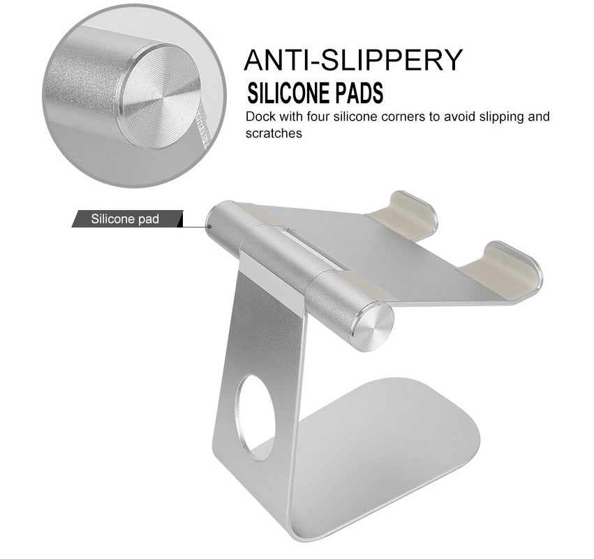 Aluminum Phone & Tablet Stand — Adjustable Desk Holder for iPad, iPhone & Android Devices
