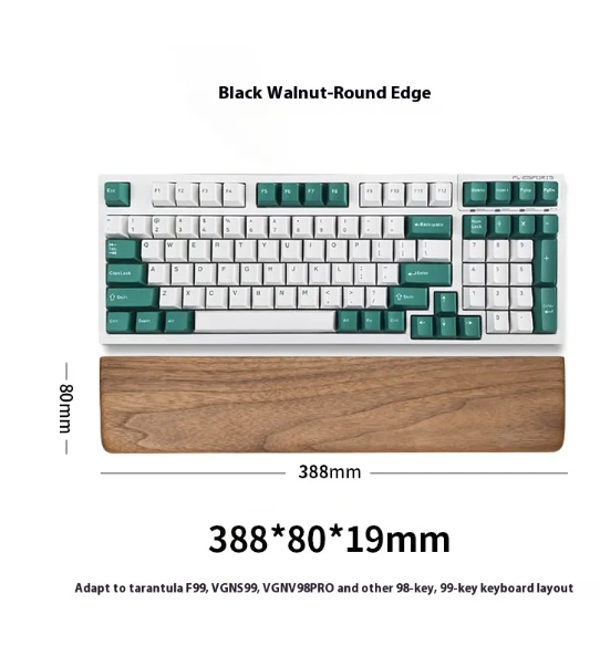 Wooden Keyboard Wrist Rest — Black Walnut Palm Rest for Mechanical & Gaming Keyboards
