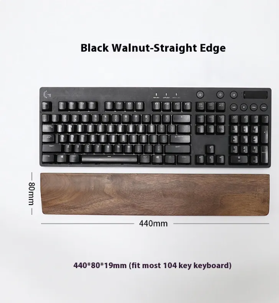 Wooden Keyboard Wrist Rest — Black Walnut Palm Rest for Mechanical & Gaming Keyboards