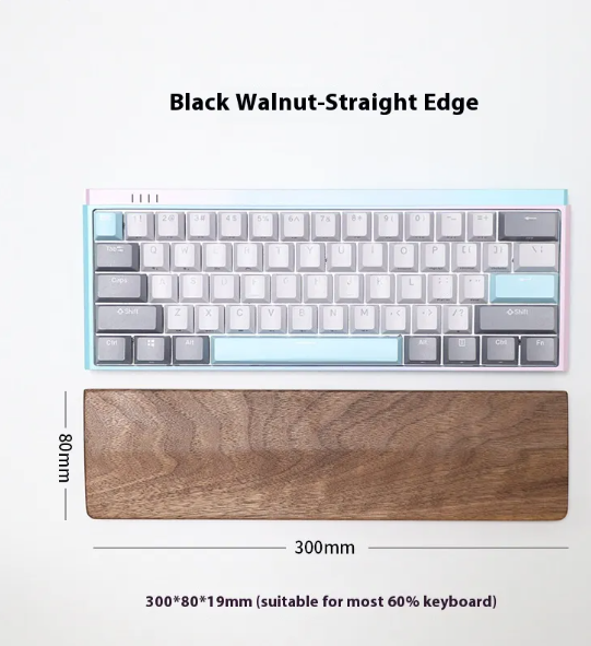 Wooden Keyboard Wrist Rest — Black Walnut Palm Rest for Mechanical & Gaming Keyboards