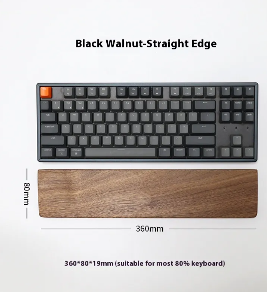 Wooden Keyboard Wrist Rest — Black Walnut Palm Rest for Mechanical & Gaming Keyboards