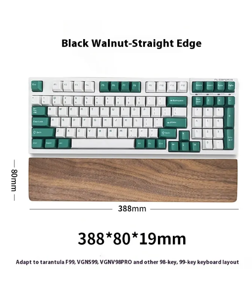 Wooden Keyboard Wrist Rest — Black Walnut Palm Rest for Mechanical & Gaming Keyboards