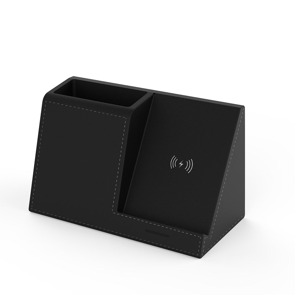 Wireless Charging Pen Holder — Desk Organizer with Fast Wireless Charger for iPhone & Samsung