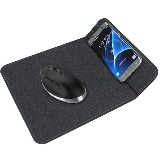 Wireless Charging Mouse Pad with Phone Holder — Qi Fast Charging Desk Mat for iPhone & Samsung