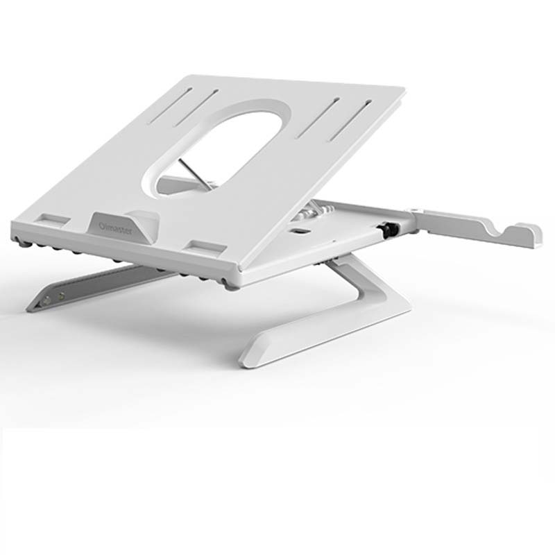 Adjustable Laptop Stand with Dual Phone Holders — 9-Level Ergonomic Riser with Heat Vent for Home Office