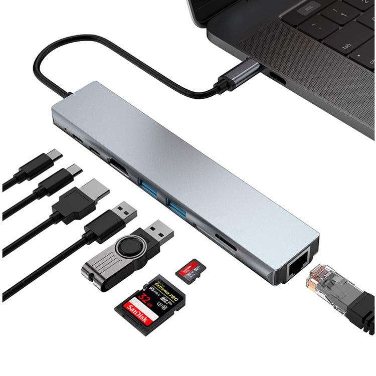 8-in-1 USB-C Hub — HDMI, Ethernet, SD Card & Multi-Port Adapter for MacBook & Laptops