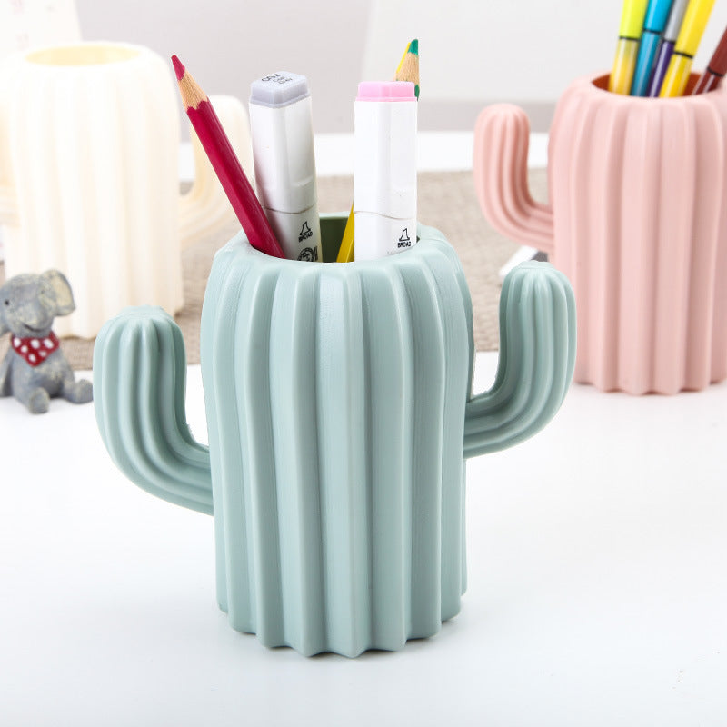 Cactus Pen Holder — Cute Desk Organizer & Pencil Cup for Home Office, Work From Home Desk