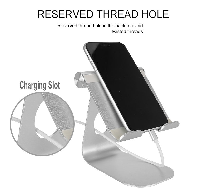 Aluminum Phone & Tablet Stand — Adjustable Desk Holder for iPad, iPhone & Android Devices