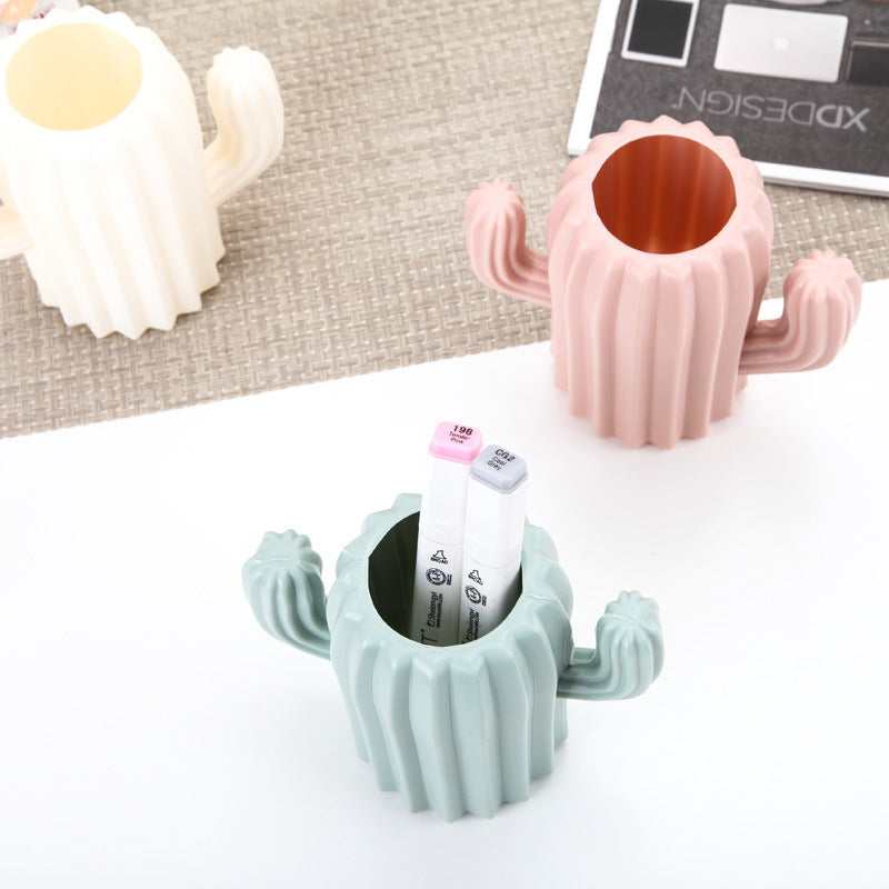 Cactus Pen Holder — Cute Desk Organizer & Pencil Cup for Home Office, Work From Home Desk