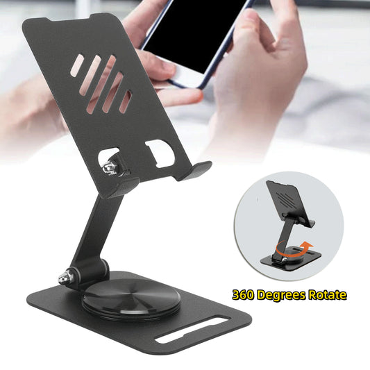 360° Rotating Phone & Tablet Stand — Foldable Adjustable Desk Holder for iPhone, iPad & Android Devices