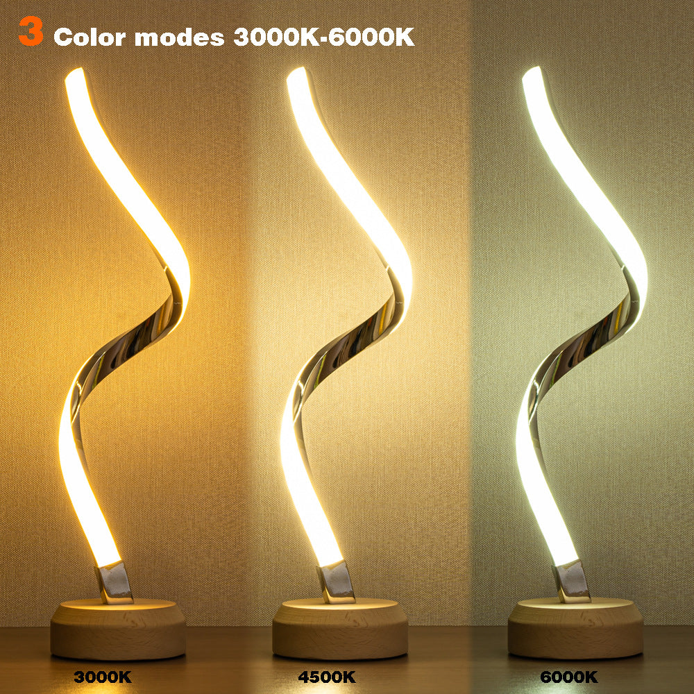 Spiral LED Desk Lamp — Dimmable Home Office Light with 3 Color Modes & USB Powered