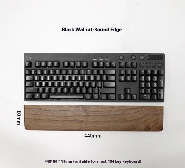 Wooden Keyboard Wrist Rest — Black Walnut Palm Rest for Mechanical & Gaming Keyboards