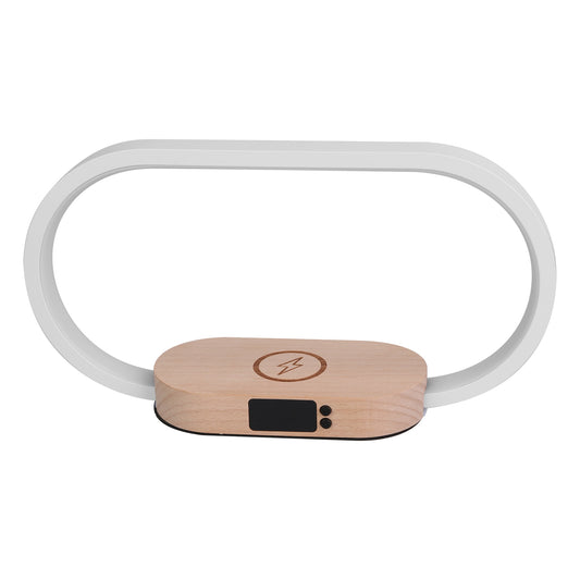 Oval LED Desk Lamp with Wireless Charging & Digital Clock — Touch Dimmable Home Office & Work From Home Desk Light