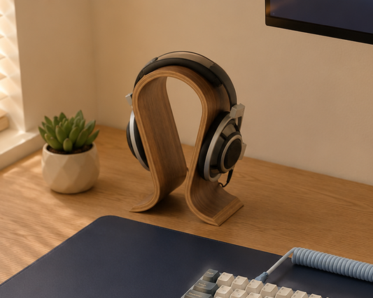 Wooden Headphone Stand — Solid Wood Headset Holder & Display Stand for Home Office, Gaming Setup, Desk & Studio