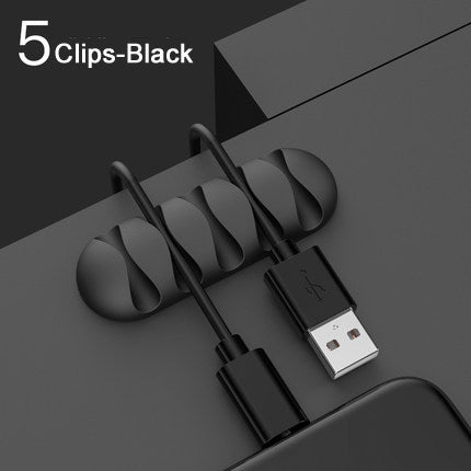 Silicone Cable Clips — Self-Adhesive Desk Cable Organizer & Cord Management Holder for Home Office