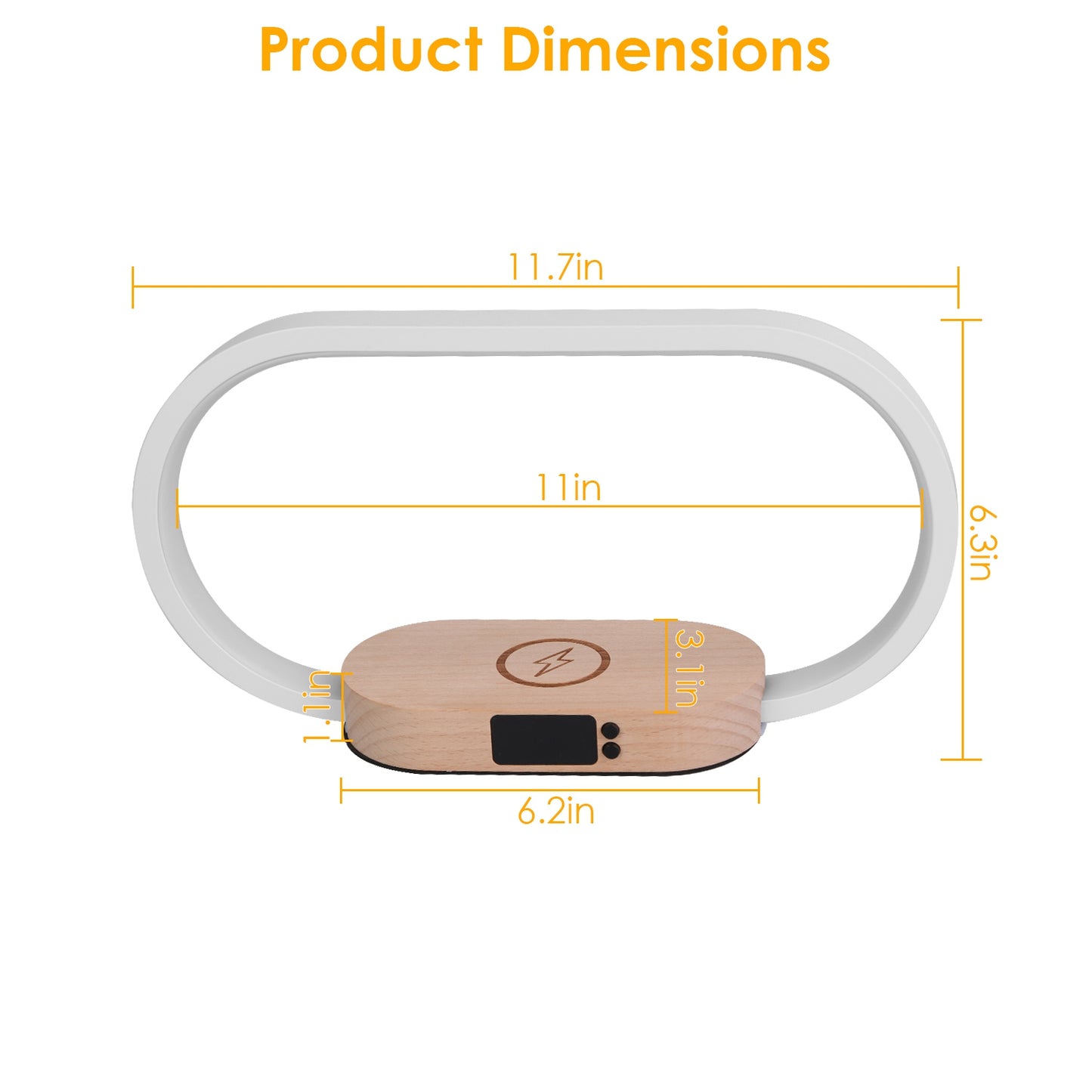Oval LED Desk Lamp with Wireless Charging & Digital Clock — Touch Dimmable Home Office & Work From Home Desk Light