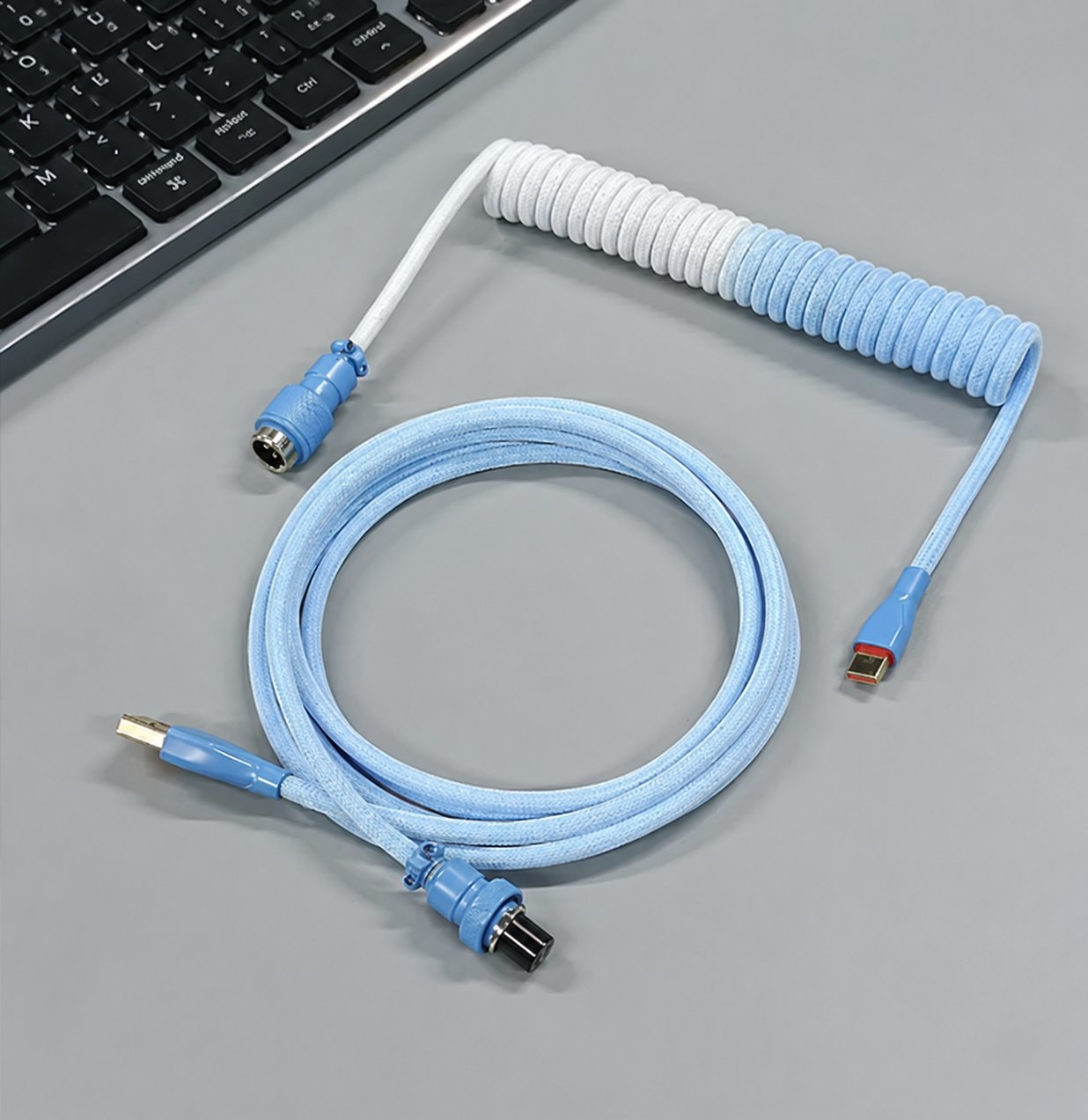 Coiled USB-C Keyboard Cable — Curly Cord for Mechanical & Gaming Keyboards | Home Office Setup