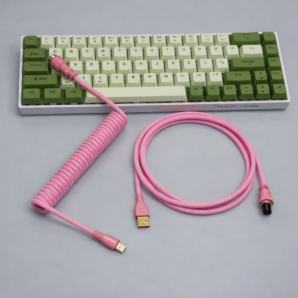 Coiled USB-C Keyboard Cable — Curly Cord for Mechanical & Gaming Keyboards | Home Office Setup