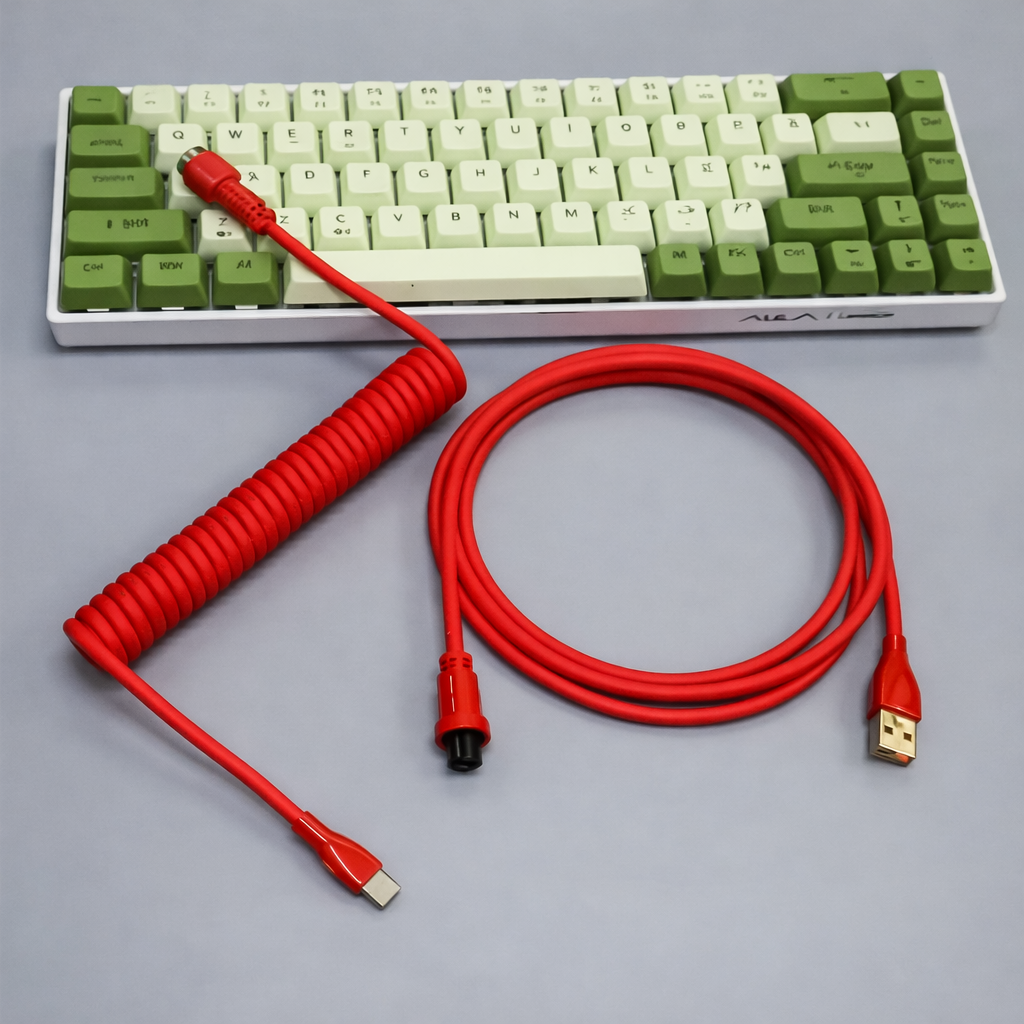 Coiled USB-C Keyboard Cable — Curly Cord for Mechanical & Gaming Keyboards | Home Office Setup