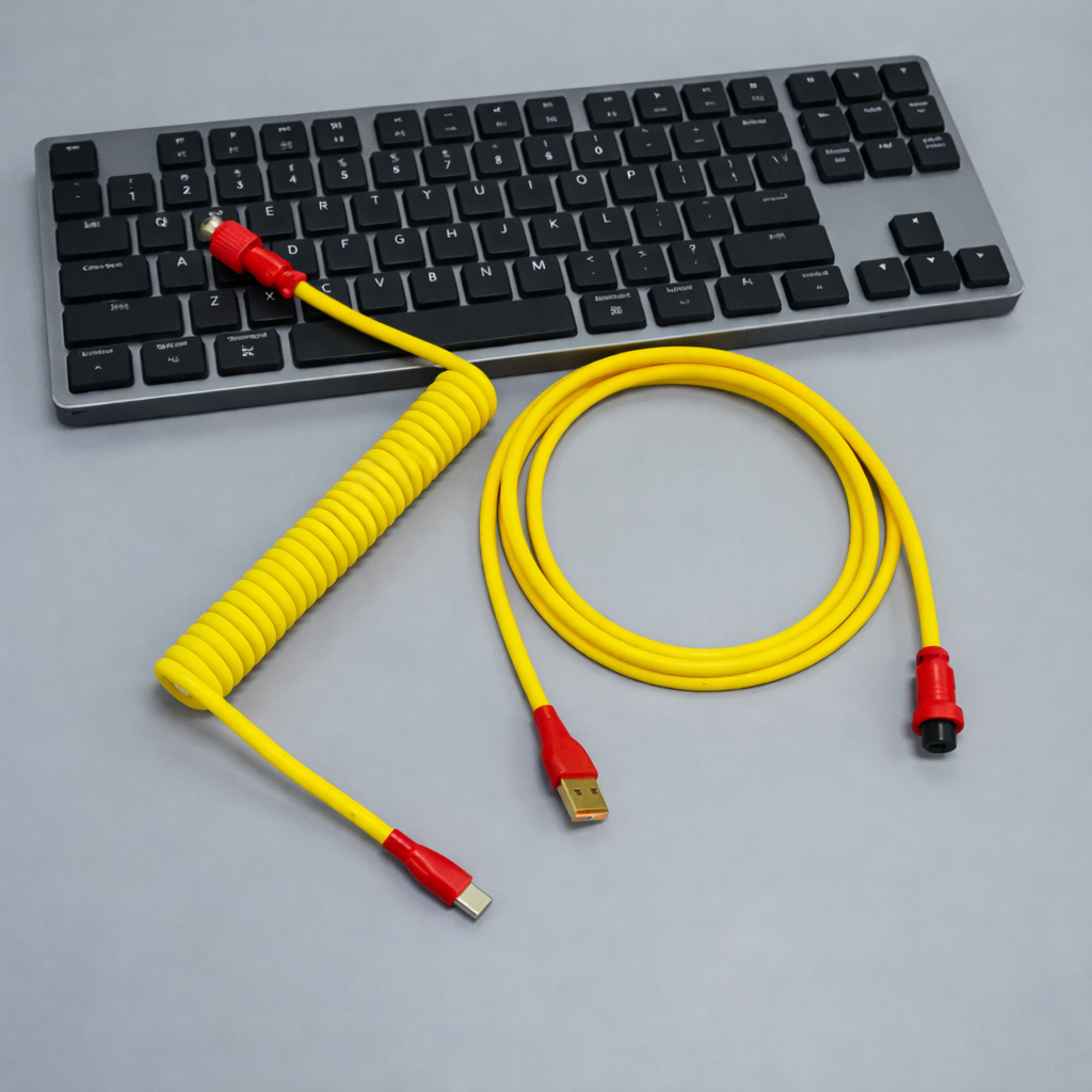 Coiled USB-C Keyboard Cable — Curly Cord for Mechanical & Gaming Keyboards | Home Office Setup