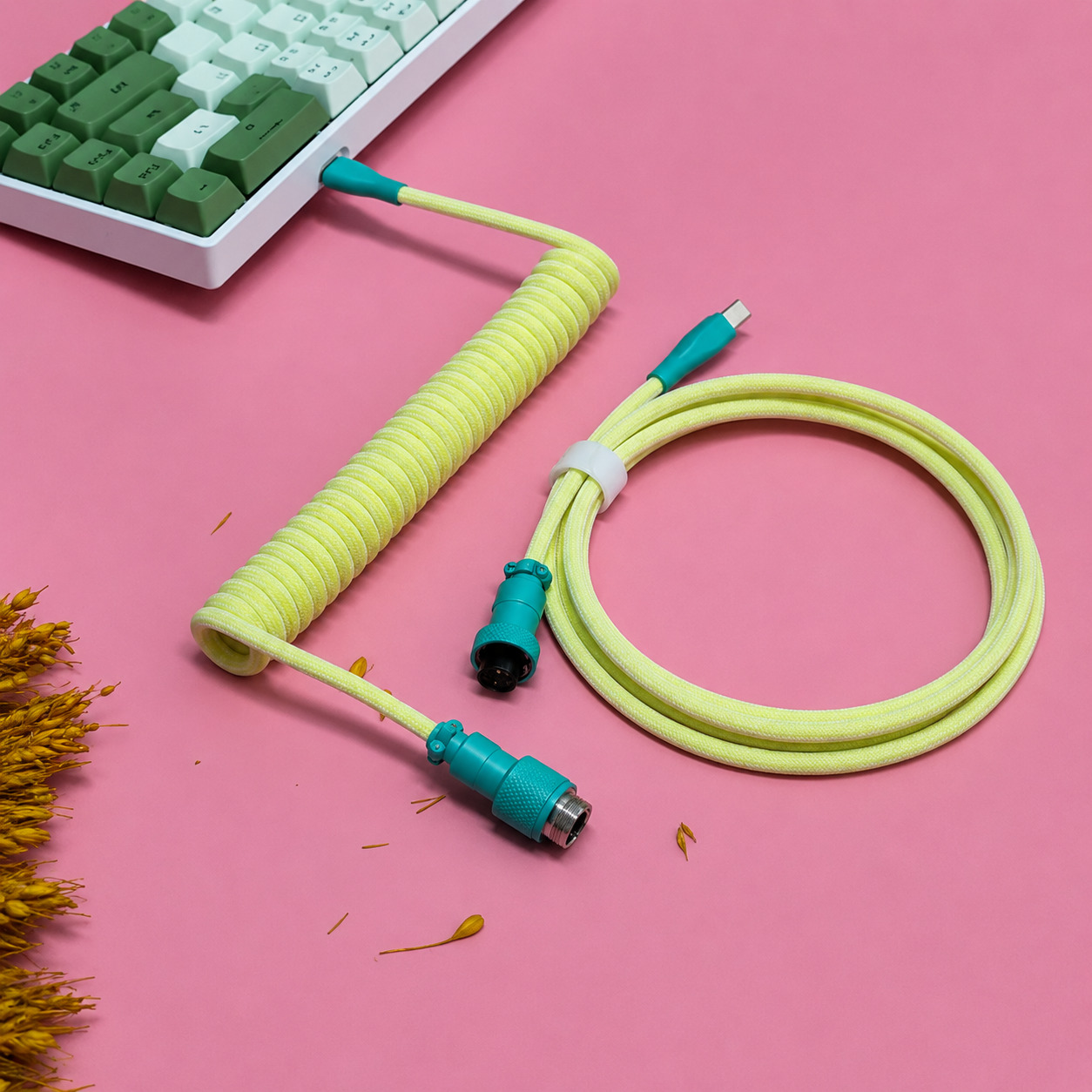 Coiled USB-C Keyboard Cable — Curly Cord for Mechanical & Gaming Keyboards | Home Office Setup