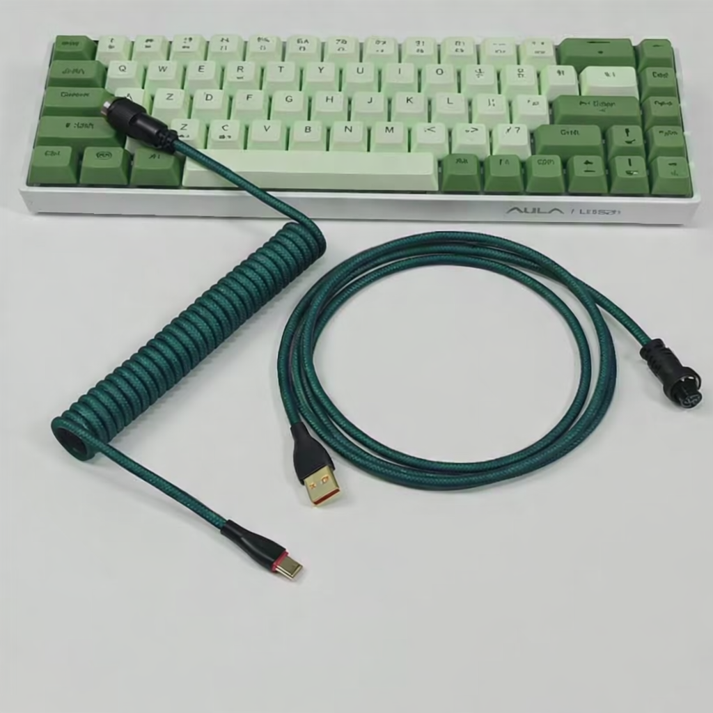 Coiled USB-C Keyboard Cable — Curly Cord for Mechanical & Gaming Keyboards | Home Office Setup