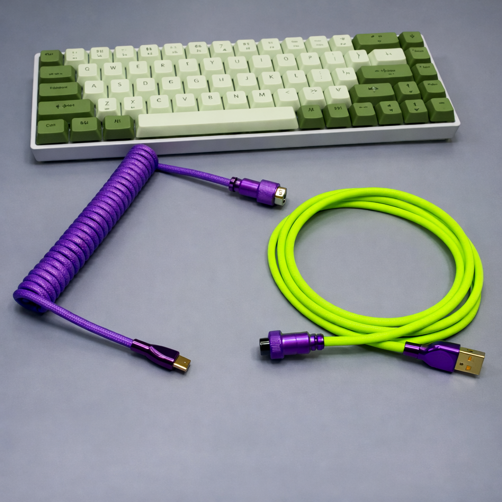 Coiled USB-C Keyboard Cable — Curly Cord for Mechanical & Gaming Keyboards | Home Office Setup