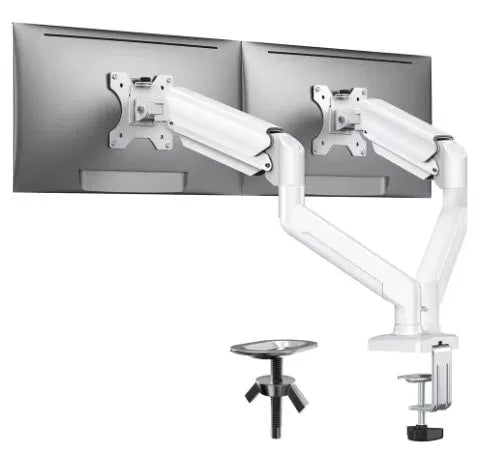 Dual Monitor Arm — Gas Spring Desk Mount for 13"–32" Screens | Full Motion Height Adjustable | Home Office & Gaming Setup