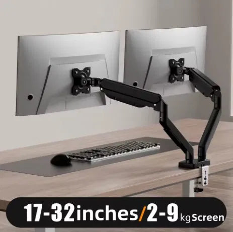 Dual Monitor Arm — Gas Spring Desk Mount for 13"–32" Screens | Full Motion Height Adjustable | Home Office & Gaming Setup