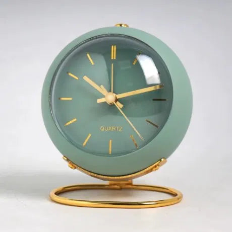 Silent Quartz Desk Clock with Gold Stand & Night Light | Home Office & Bedside