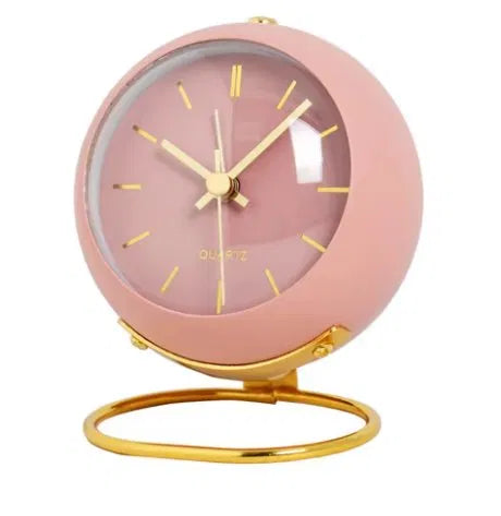Silent Quartz Desk Clock with Gold Stand & Night Light | Home Office & Bedside