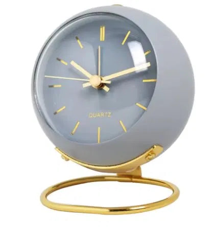 Silent Quartz Desk Clock with Gold Stand & Night Light | Home Office & Bedside