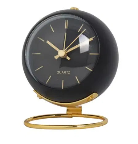 Silent Quartz Desk Clock with Gold Stand & Night Light | Home Office & Bedside