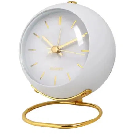 Silent Quartz Desk Clock with Gold Stand & Night Light | Home Office & Bedside