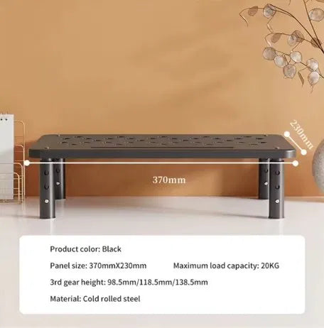 Adjustable Monitor Stand Riser — 3-Height Steel Desk Shelf with Under-Desk Storage | Home Office