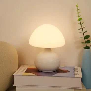 Minimalist Mushroom Table Lamp — USB Dimmable LED Night Light with 3 Color Temperatures | Home Office, Bedroom & Living Room